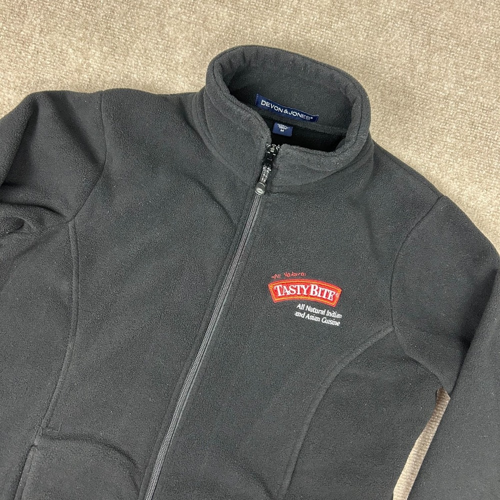 Tasty Bite Fleece Jacket Embroidered Logo Devon & Jones Wintercept Women M Black